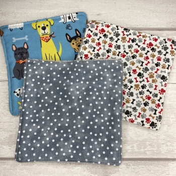 Large Face Wipes Set Of 3 - Dog, Paw Prints & Spot Set