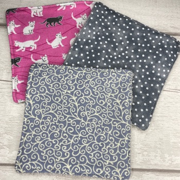 Large Face Wipes Set Of 3 - Kitten, Spot & Swirls Set