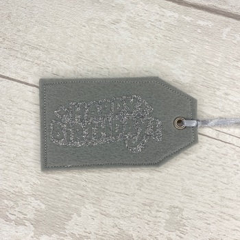 Grey & Silver 'Happy Birthday' Felt Reusable Gift Tag