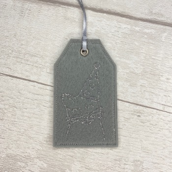 Grey & Silver Party Cat Felt Reusable Gift Tag