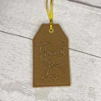 Kraft Brown & Gold 'Thank You' Felt Reusable Gift Tag