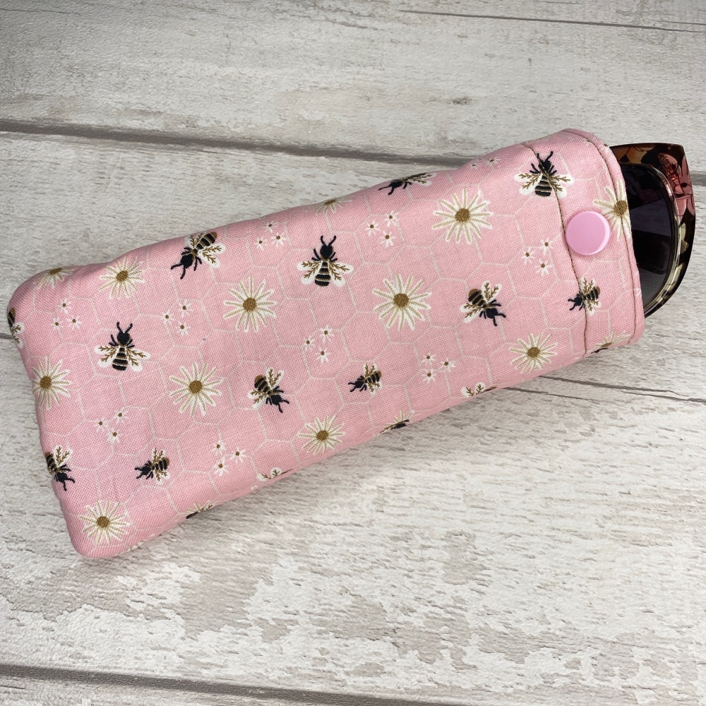 Pink Bee Glasses Pouch
