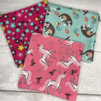Large Face Wipes Set Of 3 - Unicorn, Sloth & Spot Set