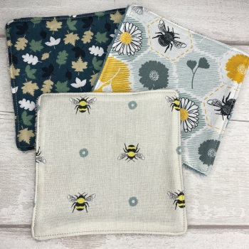 Large Face Wipes Set Of 3 - Bees & Leaves Leaf Set
