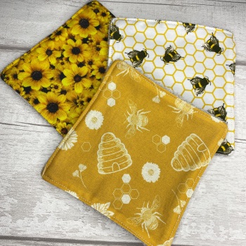 Large Face Wipes Set Of 3 - Bee & Floral Set