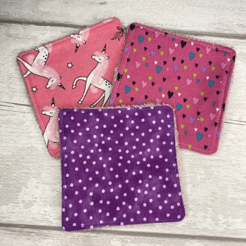 Mini Face Wipes Set Of 3 - Unicorn, Hearts & Spots Set
