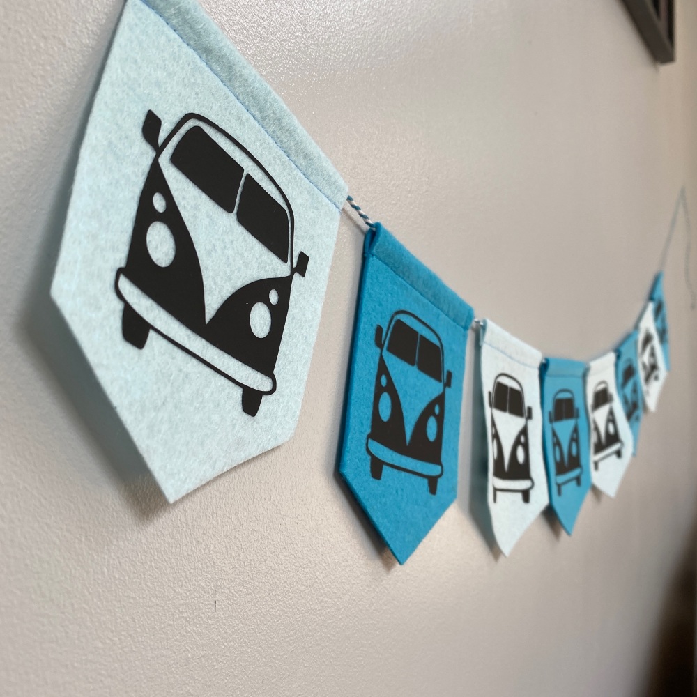 Camper Van Felt Garland - Blue & Teal