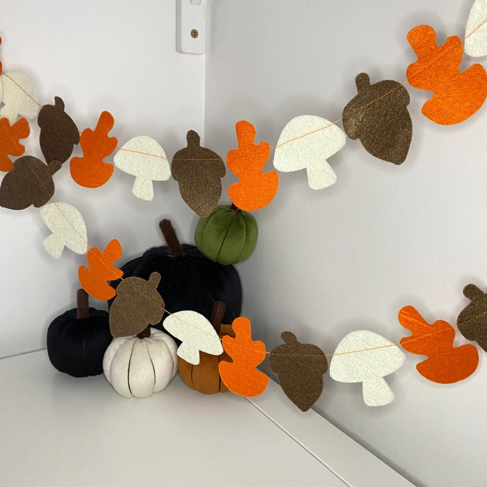 Acorn/Mushroom/Leaf Autumn Felt Garland