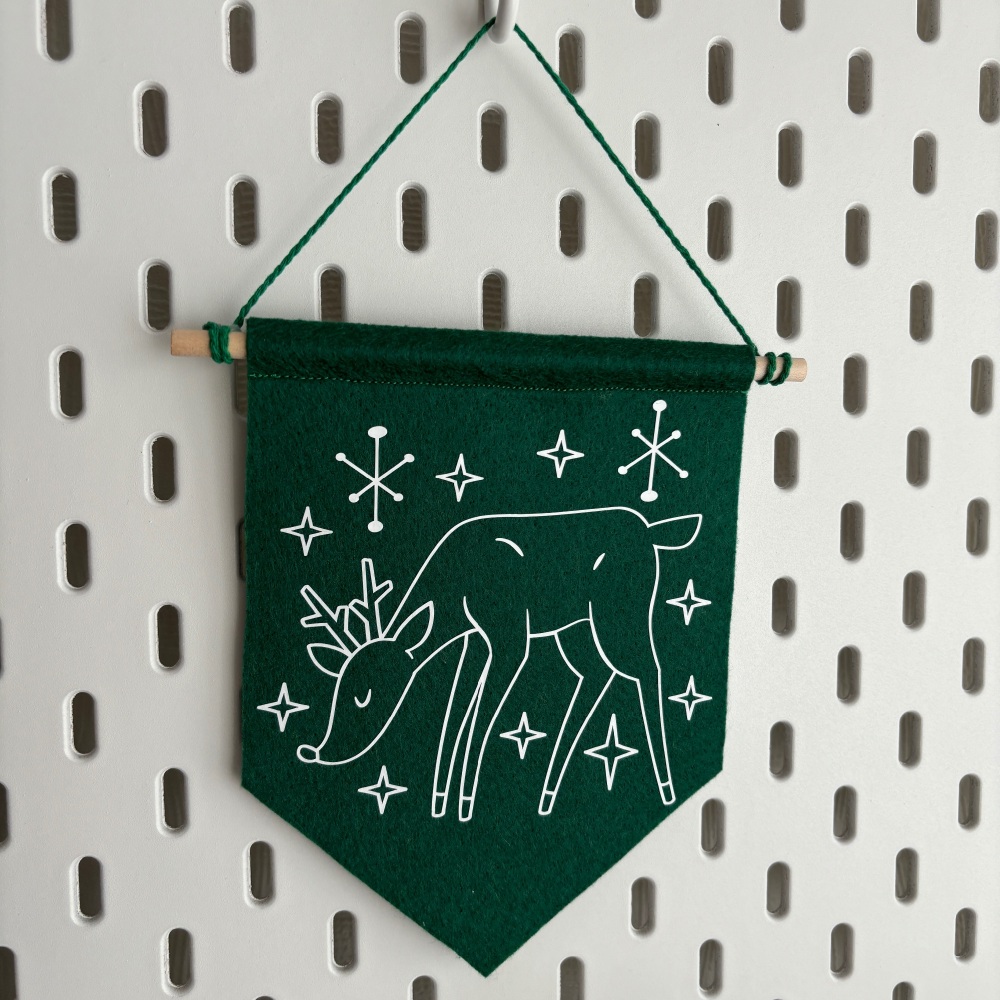 Green Reindeer Felt Pennant Flag - Christmas Collection