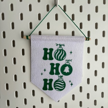 White Ho Ho Ho Felt Pennant Flag - Christmas Collection