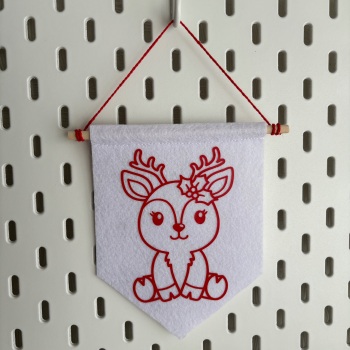 White Reindeer Felt Pennant Flag - Christmas Collection