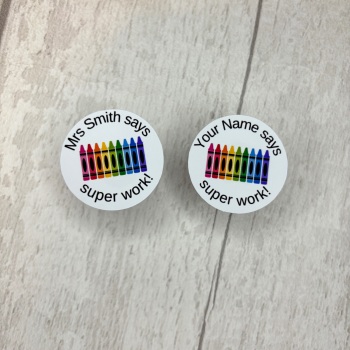 35 Pack - 33mm Personalised Crayon Teacher Stickers