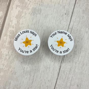 35 Pack - 33mm Personalised You're A Star Teacher Stickers