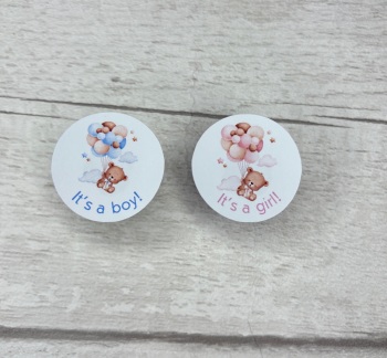 35 Pack - 33mm Floating Bear Baby Shower Stickers