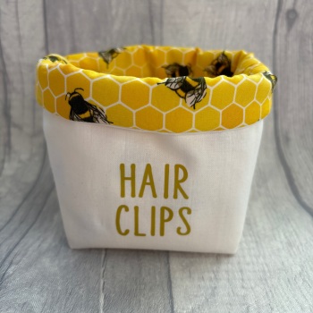 Cream & Bee Lining ‘Hair Clips’ Fabric Basket