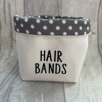 Cream & Grey Spots ‘Hair Bands’ Fabric Basket