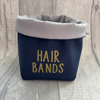 Navy Blue & Grey ‘Hair Bands’ Fabric Basket