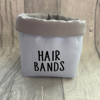 Pale Blue & Grey ‘Hair Bands’ Fabric Basket