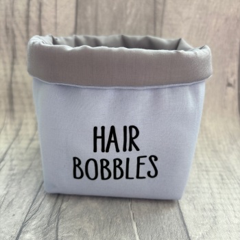 Pale Blue & Grey ‘Hair Bobbles’ Fabric Basket
