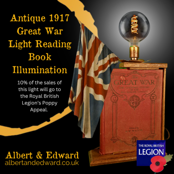 Antique 1917 Great War Light Reading  Book Lamp