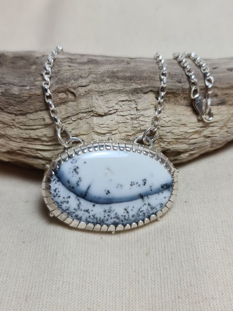 Dendritic Opal Winter Scene Necklace