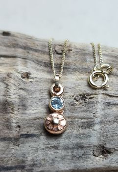 9ct Gold Sea Urchin and Aqua Topaz Necklace