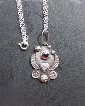 Garnet Sea Heart Spinfin Necklace -  Sold