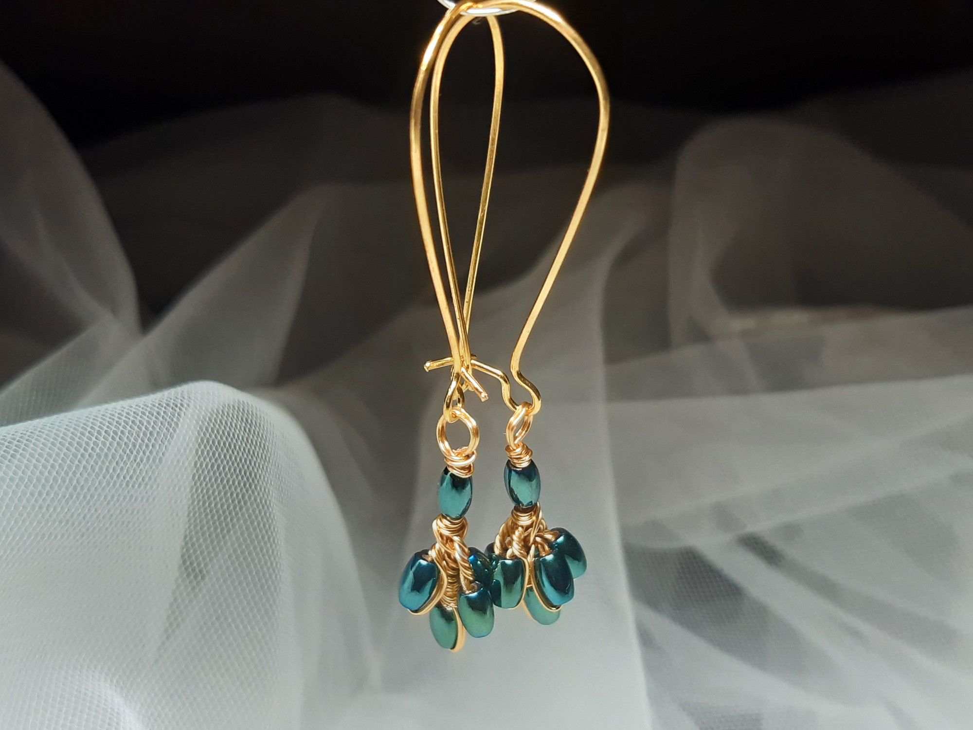 Emerald Green Rustic hand made occasion earrings-Jewellery-UK-Gloucestershi