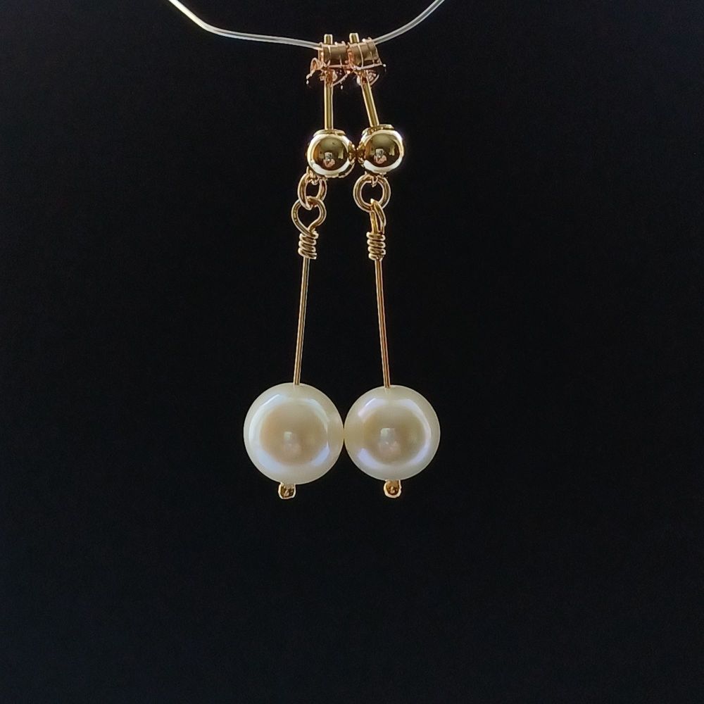 Bridal wedding earrings with 14k gold-14KGFLDFWP8-9.1