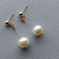 Fresh water pearl and 14K gold filled bridal-wedding earrings with studs-14KGFLDGFWP8-9