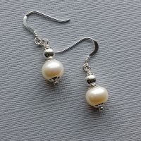 Fresh water pearl and sterling silver bridal-wedding earrings-SSFWPARL8-9-WBKP