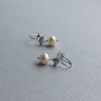 Fresh water pearl occasion & bridal earrings-SSFWP8-9-GINKO-SS