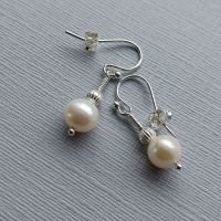 Fresh water pearl and sterling silver bridal-occasion earrings-SSFWPARL8-9-WSB