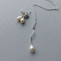Bespoke bridal pearl drop earrings and necklace set-SSFWPARL4-6-SSFWPL-Bespoke