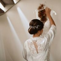 Handmade golden cream pearl and crystal bridal hair vine-Anita-2