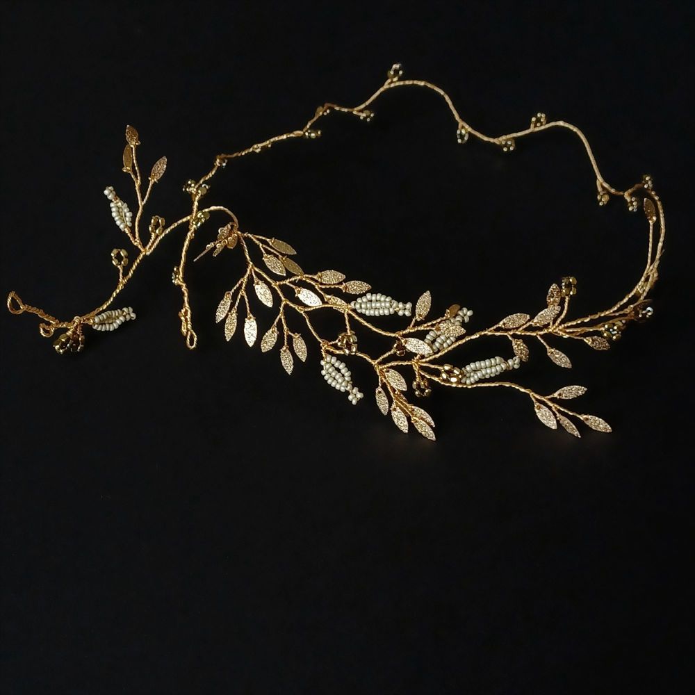 Signature- autumnal gold filled leaf occasion hair vine-KLN