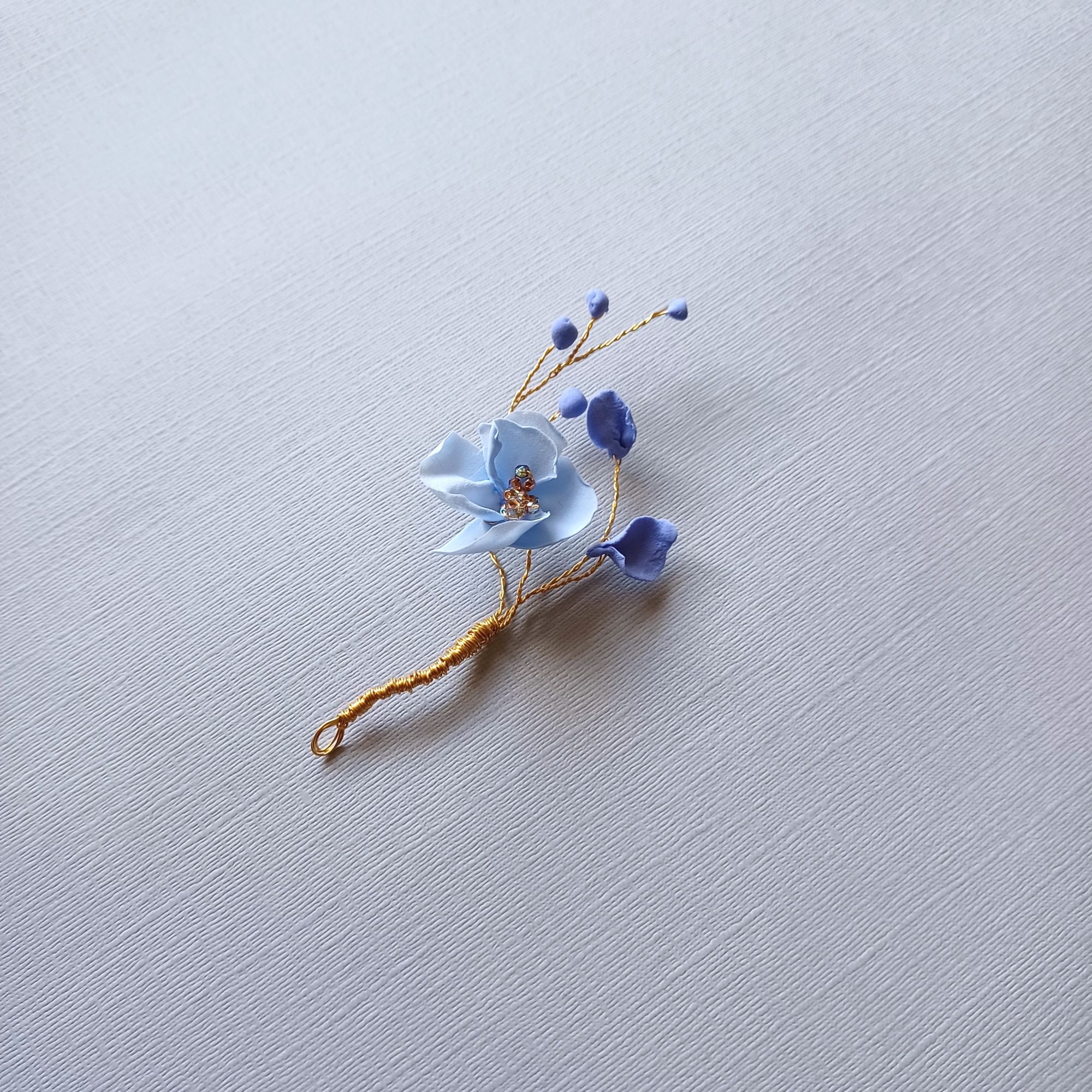 Handmade blue flower bridal-wedding hair pin-accessory by Beady Bride-UK-El