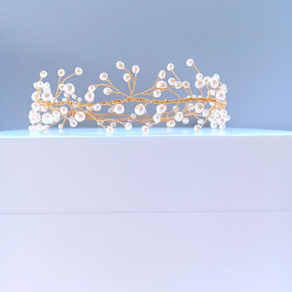 PRLV-Vine tiara handmade with pearls