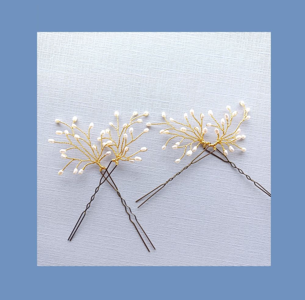 White Bridal Hair Pins