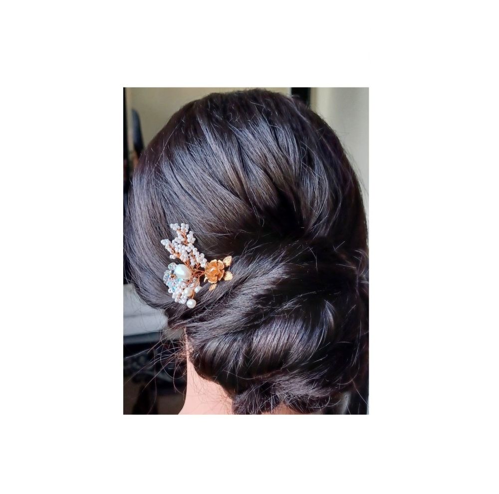 Rose golden flower and pearl bridal-wedding hair pins-0A-BBS-Roseanne.2
