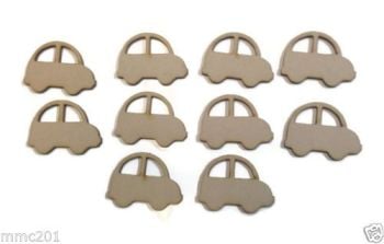 10x Wooden MDF Car Shapes