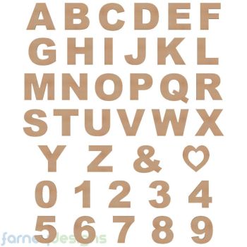 Alphabet Letters & Numbers, 18mm thick (Arial font)