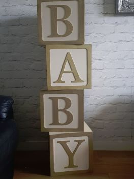 Large Wooden Cubes Painted, Custom made to suit any lettering or number