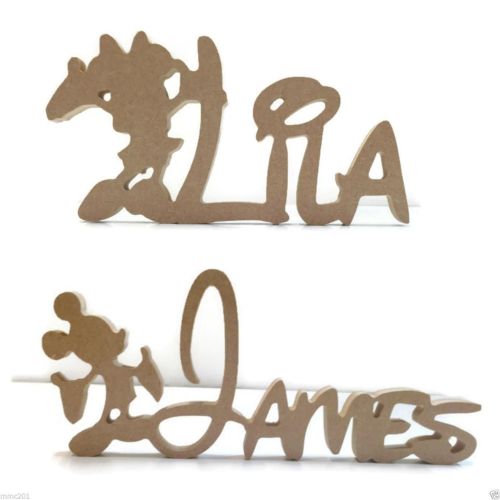 FREESTANDING MDF Wooden Mickey Mouse, Minnie Mouse Disney Custom Name Plaqu