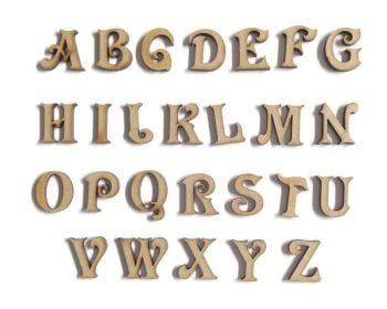 3mm Thick Wooden MDF Victorian Letters / Numbers, 2cm - 10cm sizes