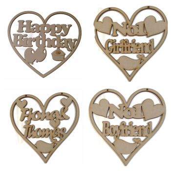 Wooden MDF Heart Plaque Personalised Wedding, Boyfriend, Girlfriend, Birthday 