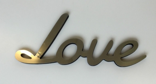 Hanging Silver Composite Mirror Letters 'Love' 200mm high/4mm thick 