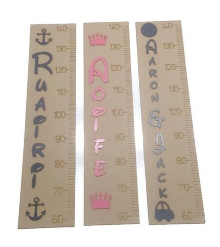 Personalised Wall Ruler , Growth Chart 60cm - 140cm, 3mm MDF Custom Painted