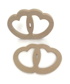 MDF Wooden Shape Inter linked Heart 6mm 15mm Thick  