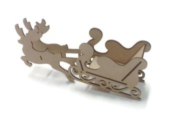 Freestanding 3D Wooden Christmas Santa Sleigh Craft Kit 3mm MDF Various Sizes  